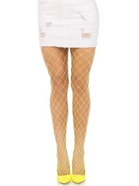 Music Legs Neon Yellow Fishnets